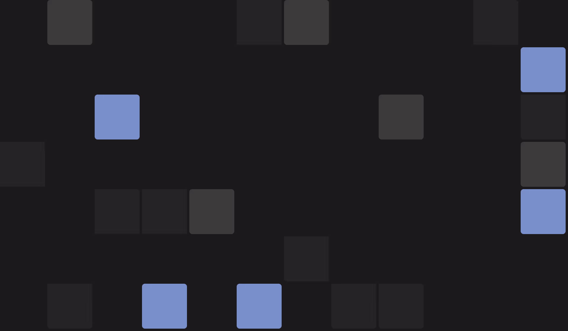 Sparse abstract grid of dark tiles on a near-black field, suggesting a schema with most cells intentionally empty